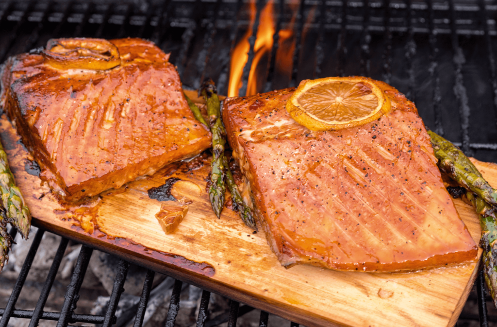 Cedar top plank grilling